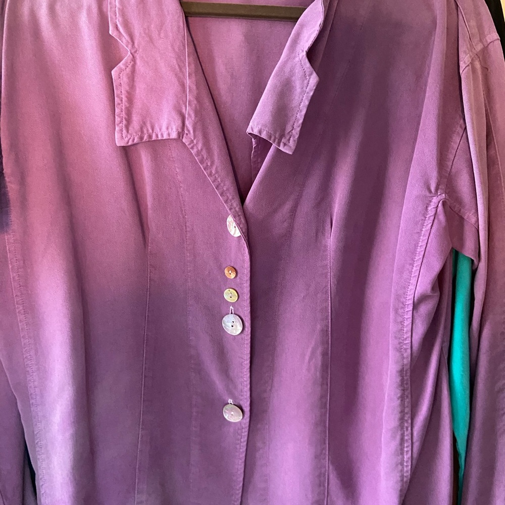 GERTIES Women’s Dark Lavender 100% Lyocell/Tencel Boxy Jacket Sz L